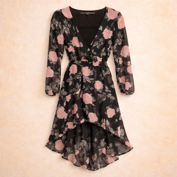 Guess Dresses & Skirts - GUESS FLORAL PINK AND BLACK DRESS